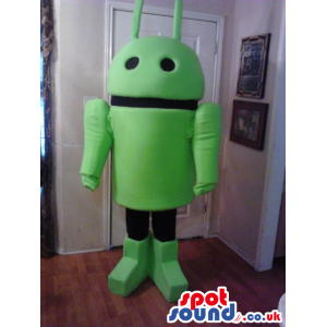 Android Technology Mobile Mascot In Green And Black - Custom