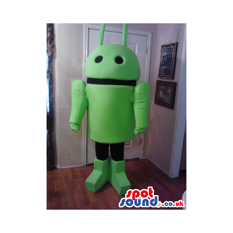 Android Technology Mobile Mascot In Green And Black - Custom