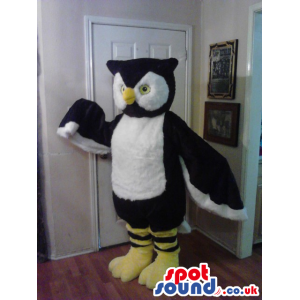 Big White And Black Owl Plush Mascot With Big Wings - Custom