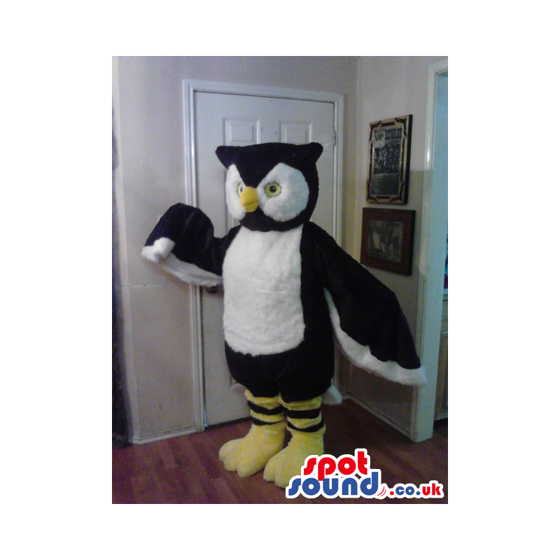 Big White And Black Owl Plush Mascot With Big Wings - Custom