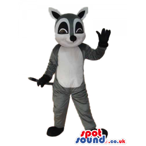Cartoon Grey Raccoon Plush Mascot With White Belly And Black