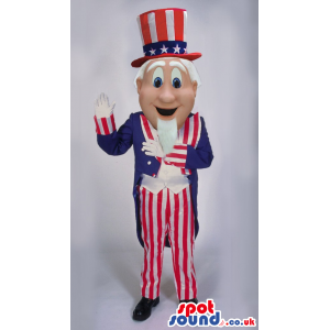 Cute Uncle Sam Plush Mascot Wearing American Flag Garments -