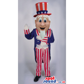 Cute Uncle Sam Plush Mascot Wearing American Flag Garments -