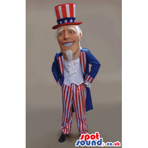 Realistic Uncle Sam Plush Mascot Wearing American Flag Garments
