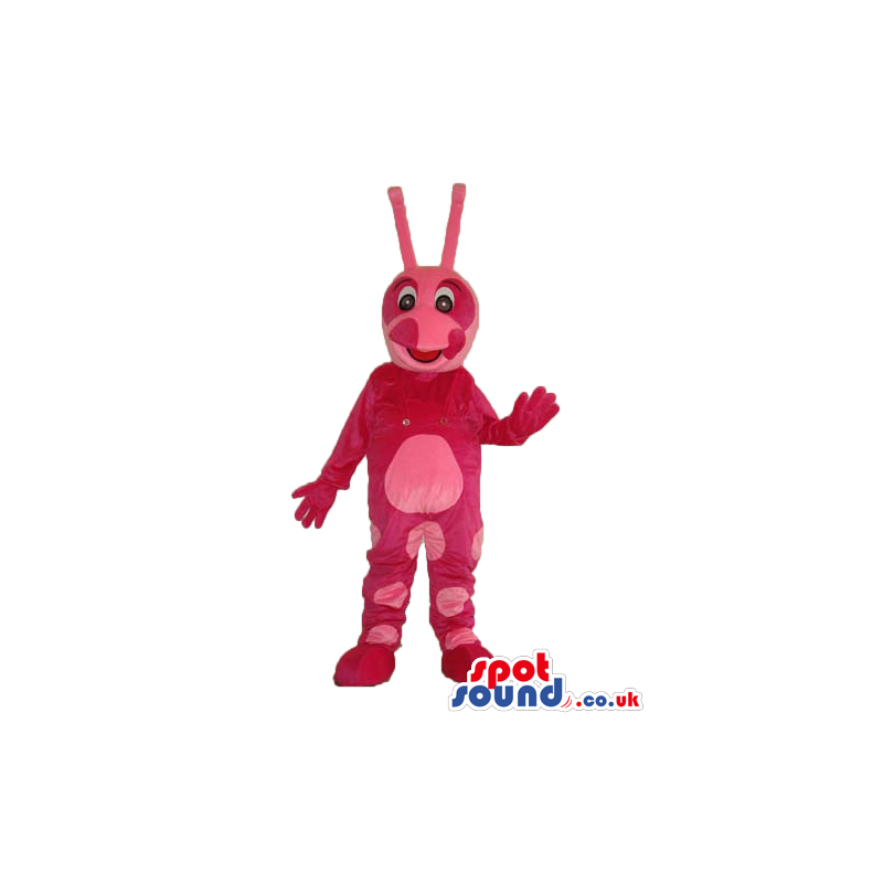 Flashy Pink Bug Plush Mascot With A Funny Smile And Spots -