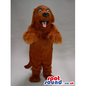 All Brown Dog Hairy Plush Mascot With A Cute Tongue - Custom