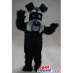 Black And Grey Schnauzer Dog Plush Mascot With Hairy Mouth -