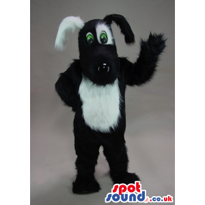 Black And Grey Hairy Dog Plush Mascot With Hairy Mouth - Custom