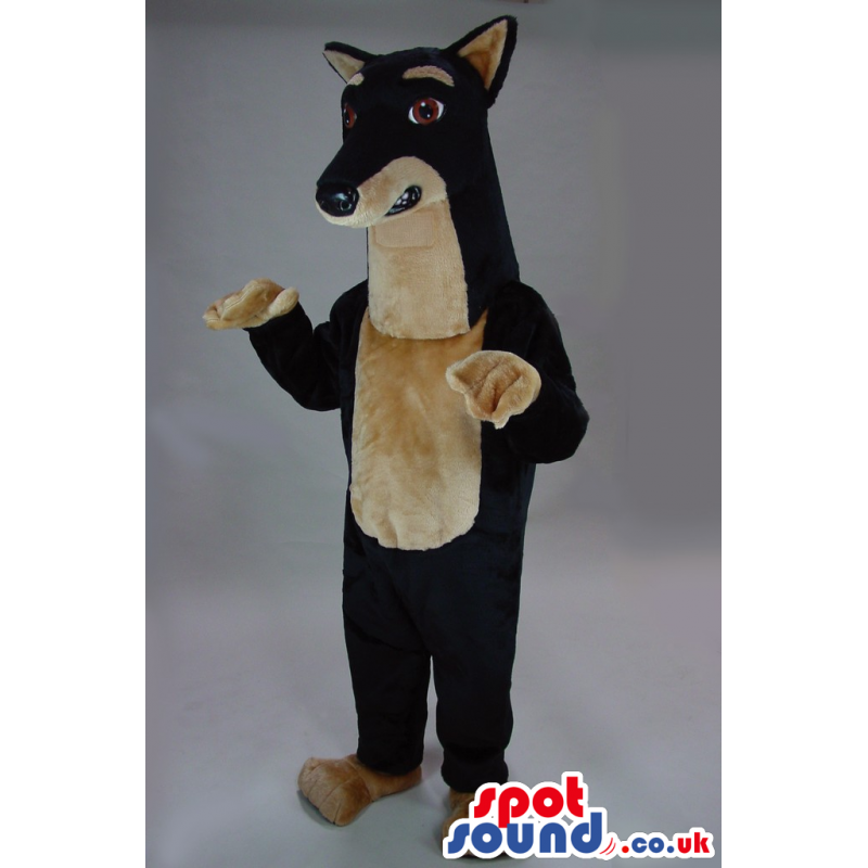 Customizable Big Black And Beige Dog Plush Mascot With Long