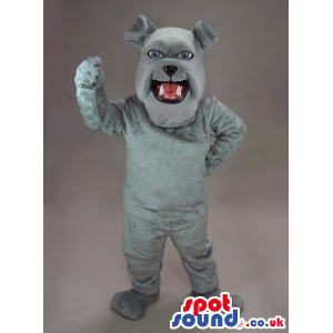 Customizable All Grey Dog Plush Mascot With An Open Mouth -