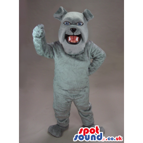 Customizable All Grey Dog Plush Mascot With An Open Mouth -
