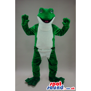 Big Happy Green Frog Plush Mascot With A White Belly - Custom