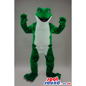 Big Happy Green Frog Plush Mascot With A White Belly - Custom
