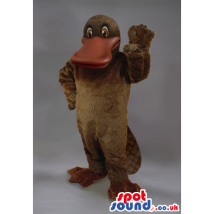 All Dark Brown Duck Plush Mascot With A Huge Beak - Custom