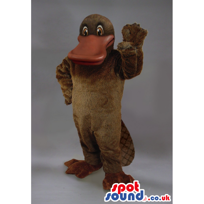 All Dark Brown Duck Plush Mascot With A Huge Beak - Custom