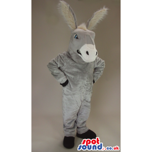 All Grey Angry Donkey Animal Plush Mascot With Hairy Ears -