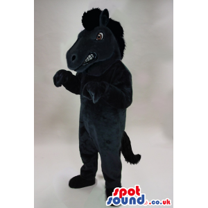 Customizable All Black Angry Horse Animal Plush Mascot - Custom