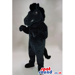 Customizable All Black Angry Horse Animal Plush Mascot - Custom