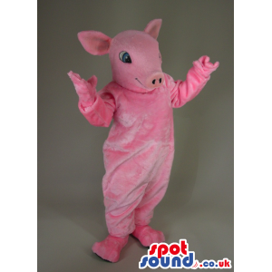 Customizable All Pink Big Pig Animal Plush Mascot With Small