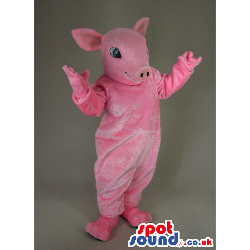 Customizable All Pink Big Pig Animal Plush Mascot With Small