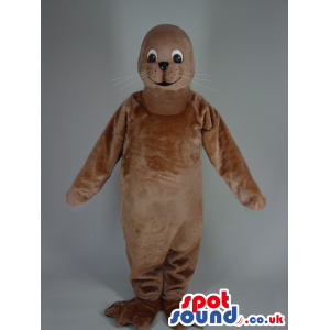 Customizable Cool All Brown Seal Mascot With A Round Head -