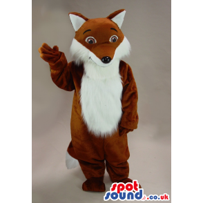 Cute Brown Fox Plush Mascot With A White Hairy Belly - Custom