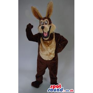 Cool Cartoon Brown Wolf Plush Mascot With Beige Belly - Custom