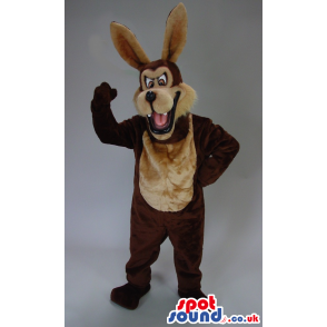 Cool Cartoon Brown Wolf Plush Mascot With Beige Belly - Custom