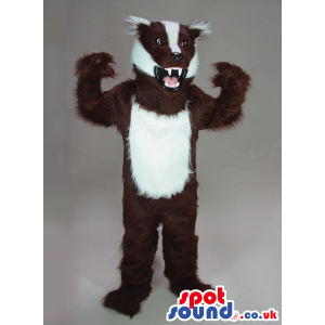 Great Hairy Angry Brown And White Skunk Plush Mascot - Custom