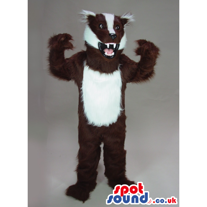 Great Hairy Angry Brown And White Skunk Plush Mascot - Custom