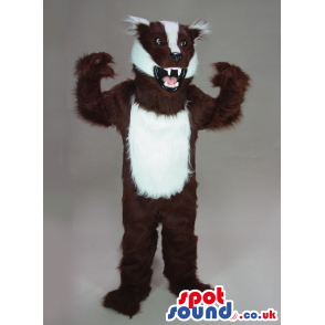 Great Hairy Angry Brown And White Skunk Plush Mascot - Custom