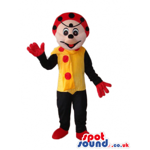 Fantasy Ladybird Mascot With A Yellow Body And Dots - Custom