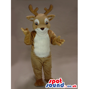 Young Cute Brown Deer Plush Mascot With A White Belly - Custom