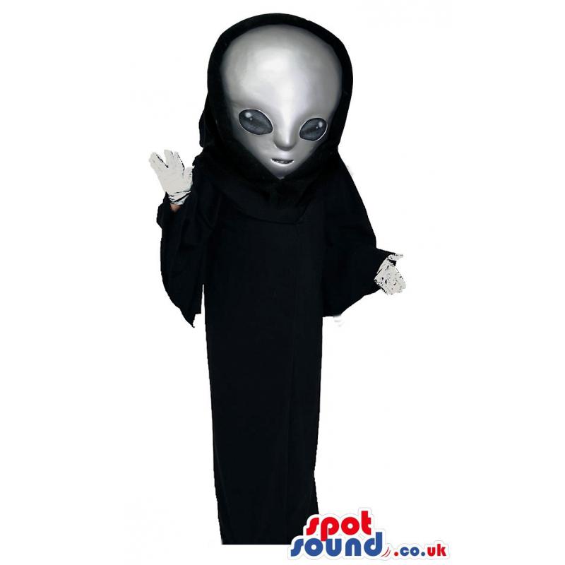 Alien mascot with a black cloth and giving a cute pose - Custom