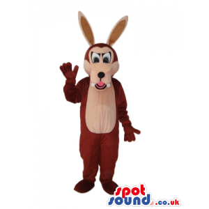 Cartoon Cute Brown Wolf Plush Mascot With Long Ears - Custom