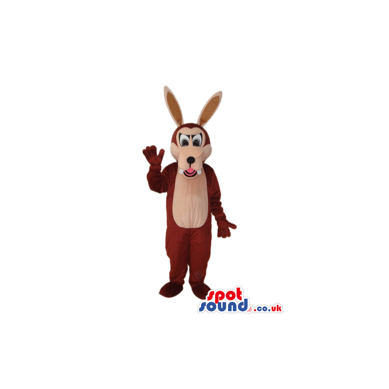 Cartoon Cute Brown Wolf Plush Mascot With Long Ears - Custom