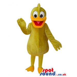 Cartoon All Yellow Duck Plush Mascot With A Huge Beak - Custom