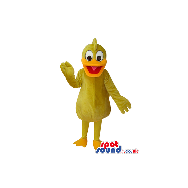 Cartoon All Yellow Duck Plush Mascot With A Huge Beak - Custom