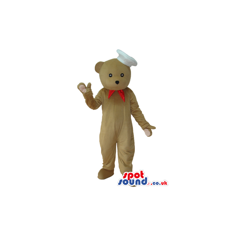 Cute Beige Teddy Bear Plush Mascot Wearing Chef Garments -