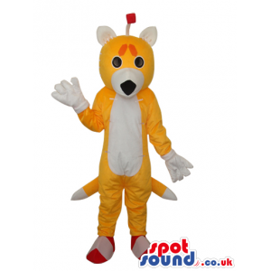 Cute Fantasy Yellow Fox Plush Mascot With A White Belly -