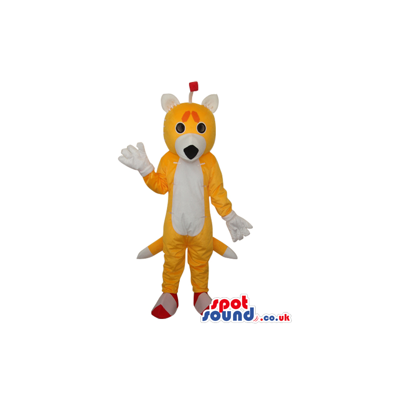 Cute Fantasy Yellow Fox Plush Mascot With A White Belly -