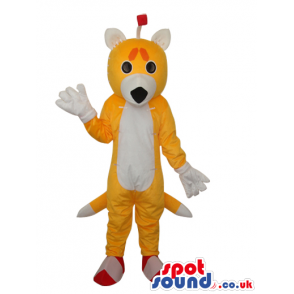 Cute Fantasy Yellow Fox Plush Mascot With A White Belly -