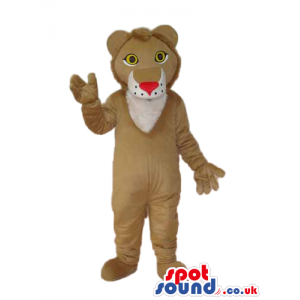 Cartoon Cute Beige Lion Plush Mascot With A Red Nose - Custom