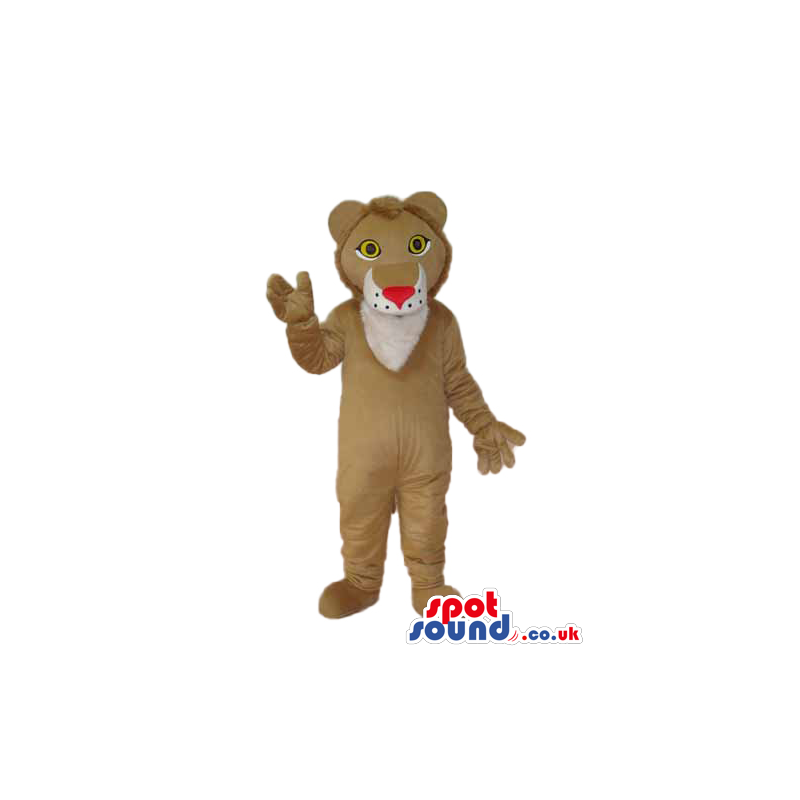Cartoon Cute Beige Lion Plush Mascot With A Red Nose - Custom