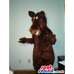 Customizable Happy Big Brown Bear Hairy Plush Mascot - Custom