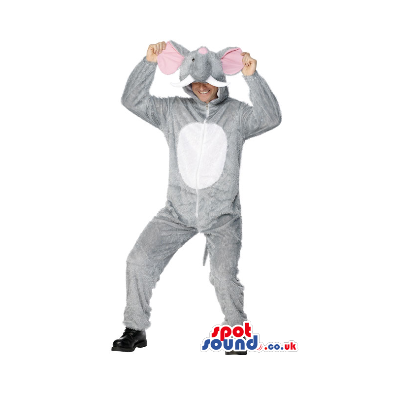 Grey And White Elephant Adult Size Costume Or Plush Mascot -