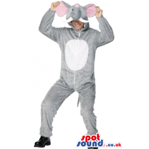 Grey And White Elephant Adult Size Costume Or Plush Mascot -