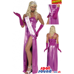 Shinny Miss World Adult Size Costume With A Wig And Crown -