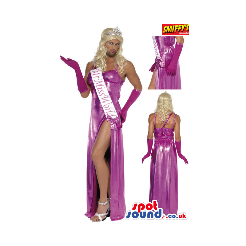 Shinny Miss World Adult Size Costume With A Wig And Crown -