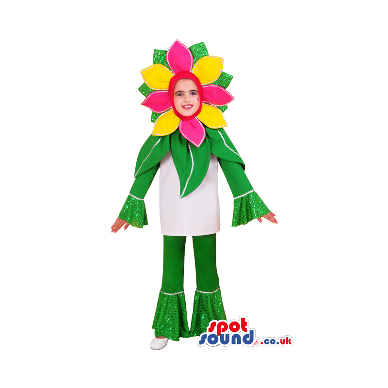 Cute Yellow And Pink Flower Plant Children Size Costume